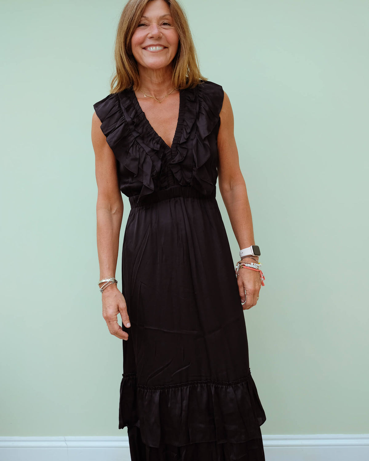 M Macedonia ruffle dress in black
