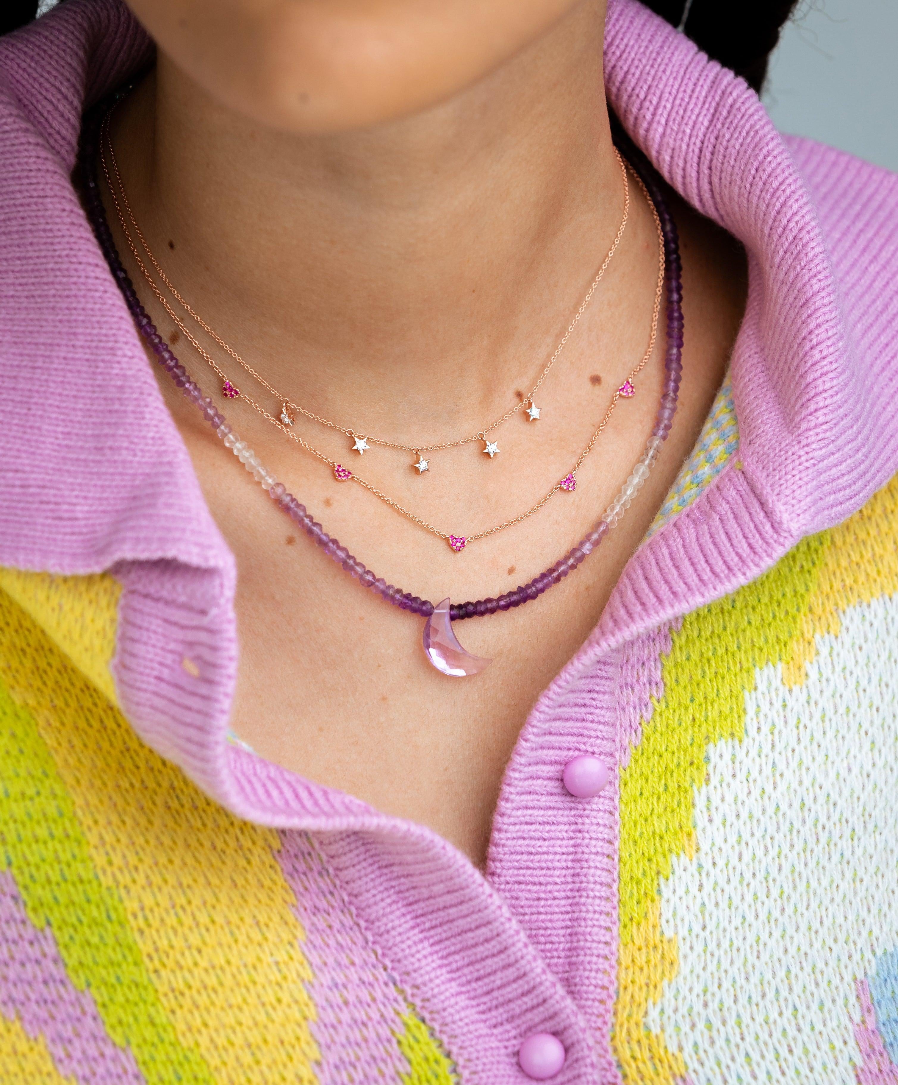 RF Mini Diamond Star Necklace in Rose Gold