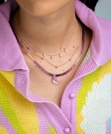 RF Mini Diamond Star Necklace in Rose Gold