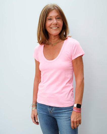 R&B The Slub U neck bright pink