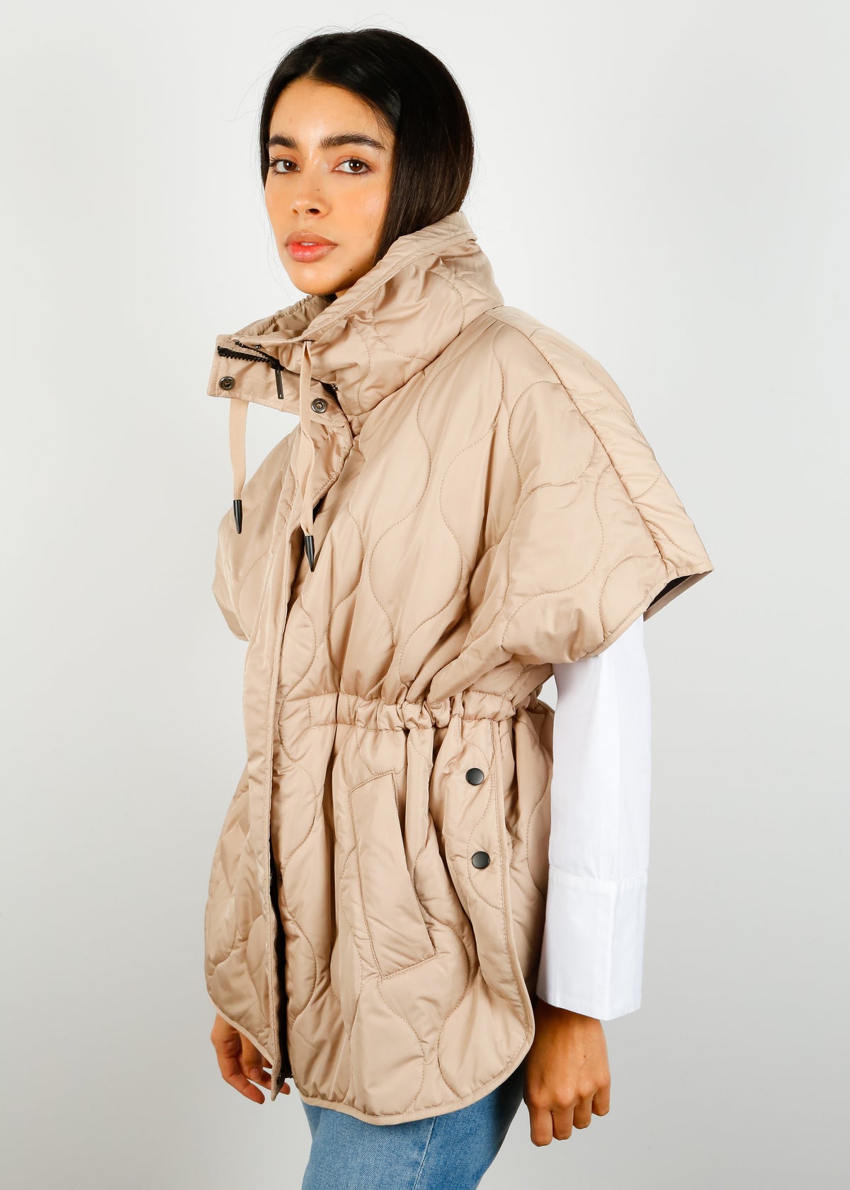 R&P Alane Padded Waistcoat in Warm Sand