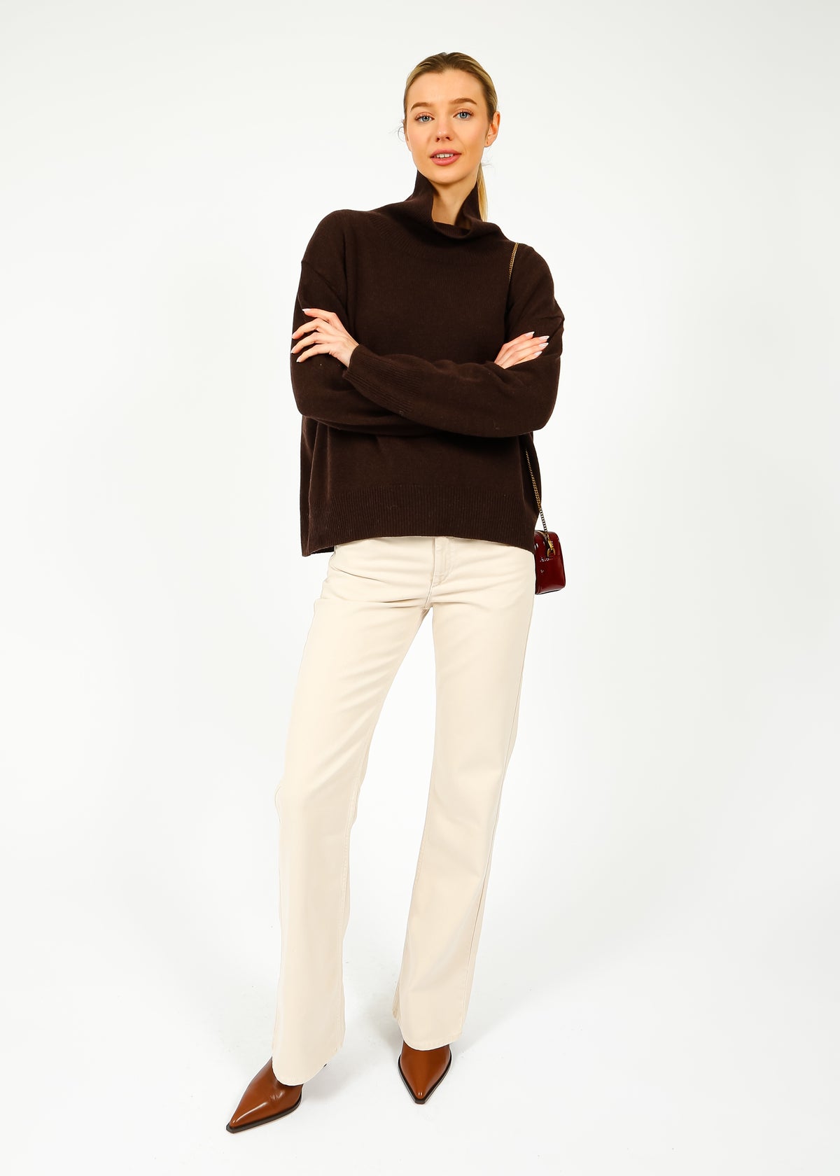 VK Laura Roll Neck Jumper in Mustang Brown
