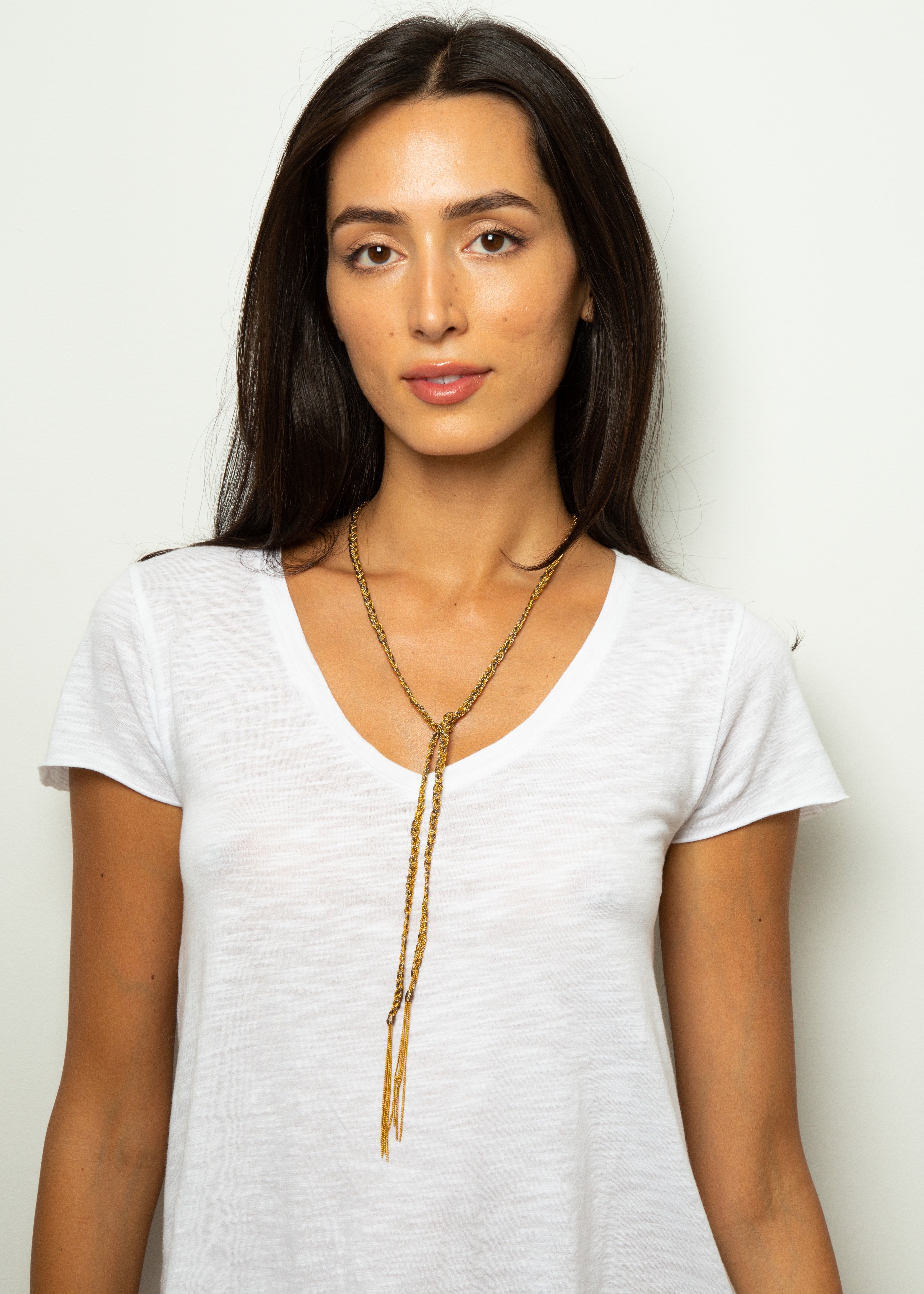 HABAHA Agnes Multi Wrap Necklace/Bracelet in Charcoal, Gold