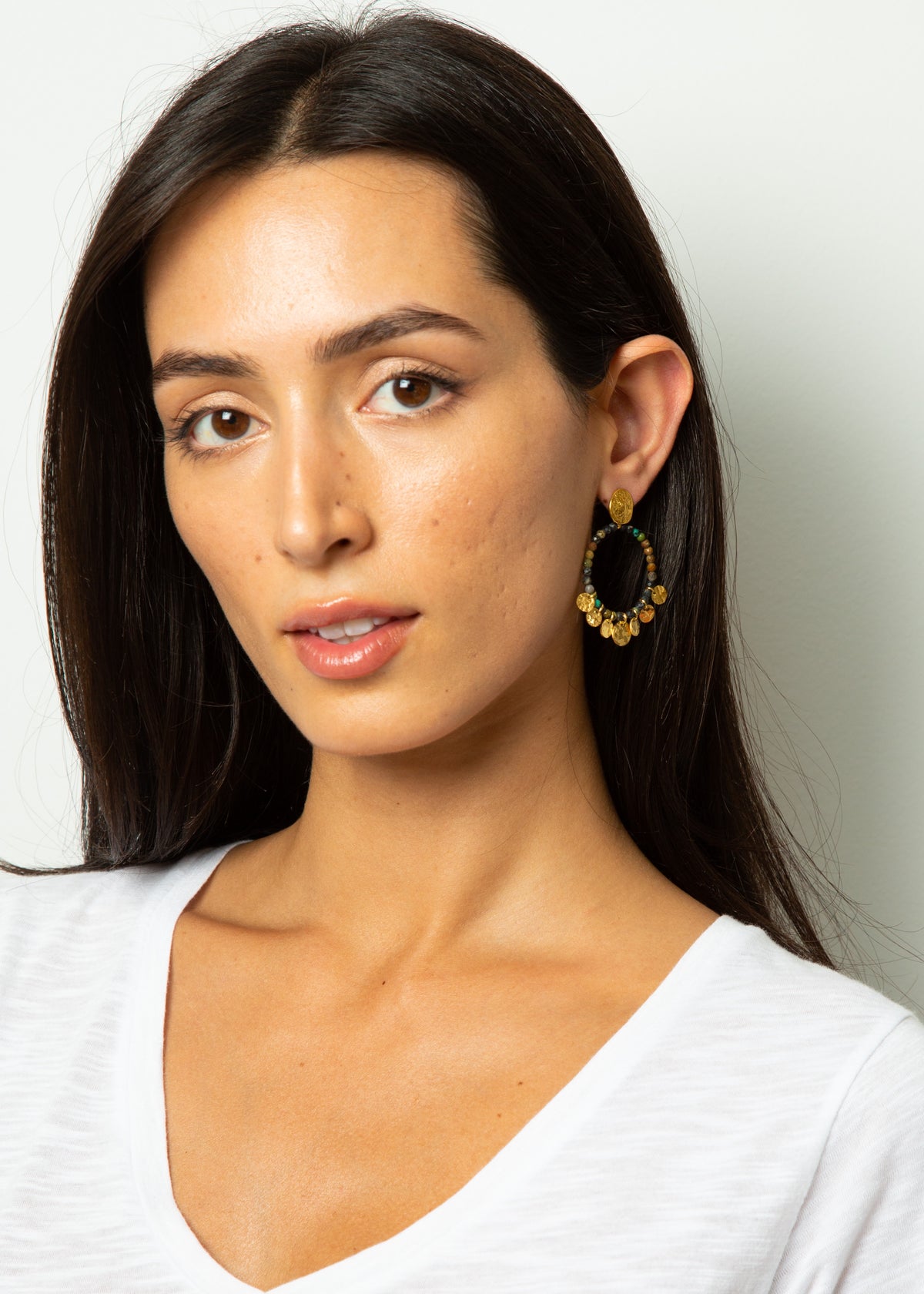 HABAHA Alexa beaded Hoops with discs