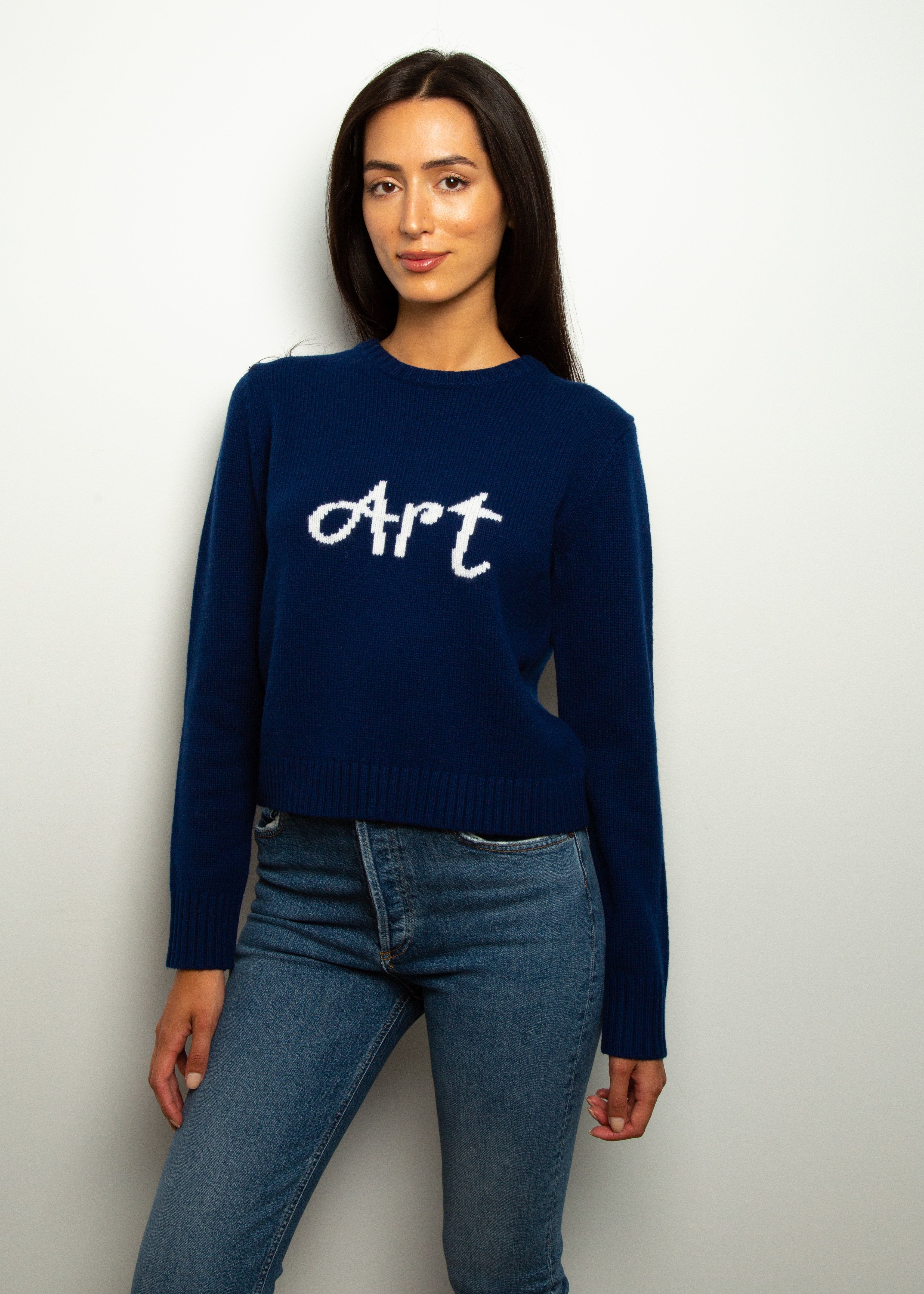 BF Cropped Art Jumper in Navy