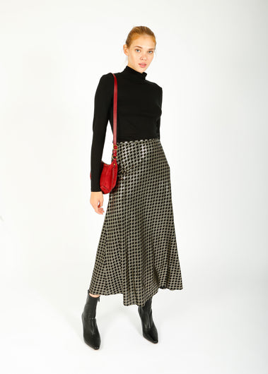 RIXO Kelly Skirt in Chain Mail Black