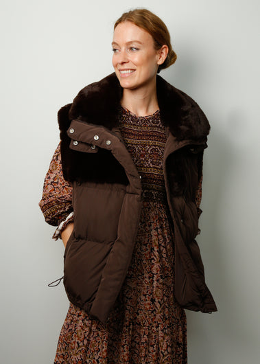UC 18525 Fur Gilet in Dark Oak