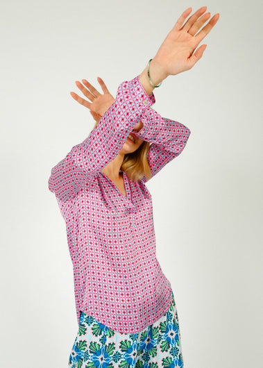 PPL Sandy Open Shirt in Tile 02 Red, Blue