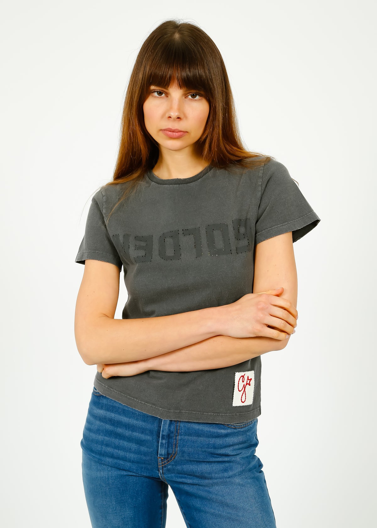 GG Distressed Slim Tee in Anthracite