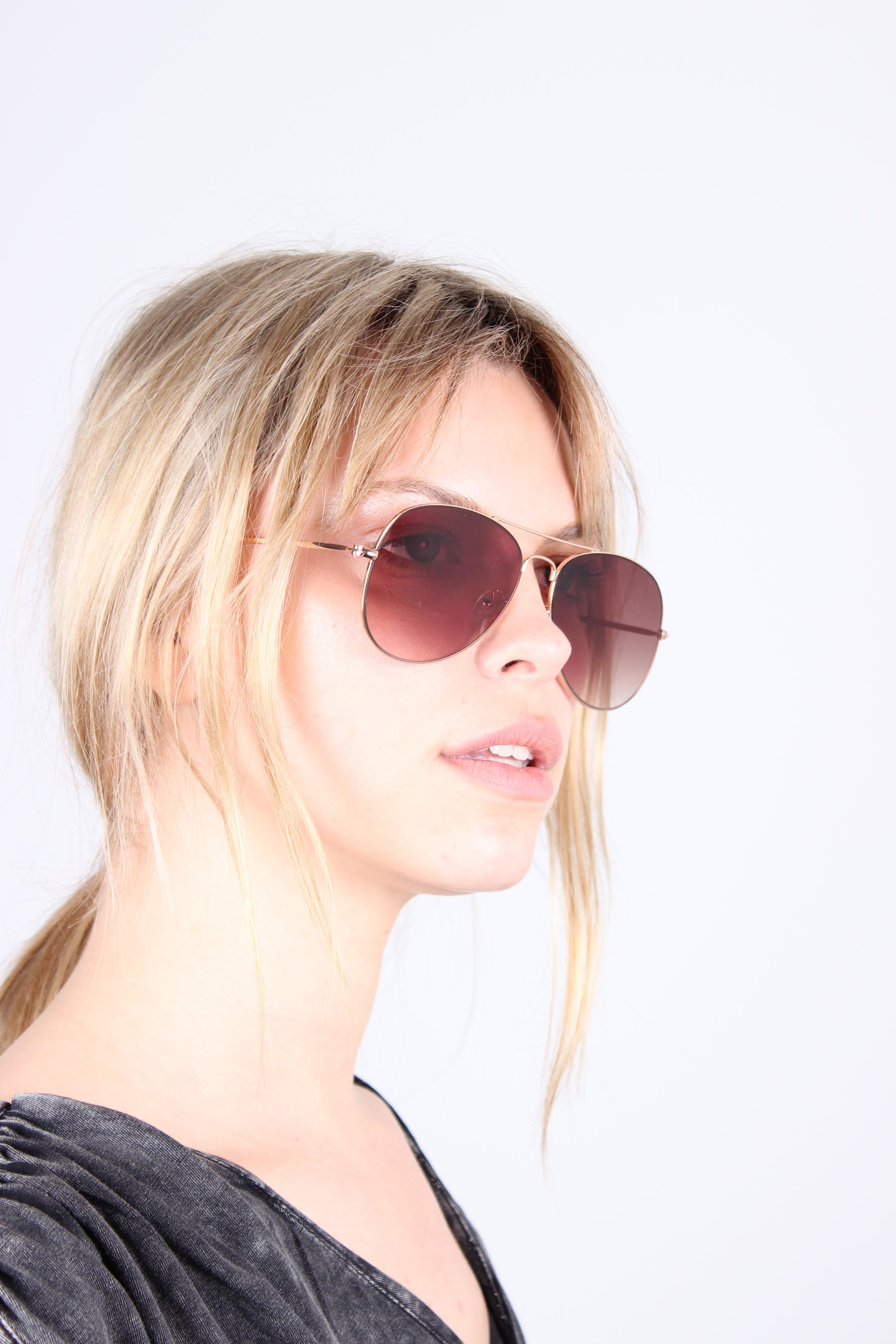 Selected Femme Anna Aviator Sunglasses in Gold Colour