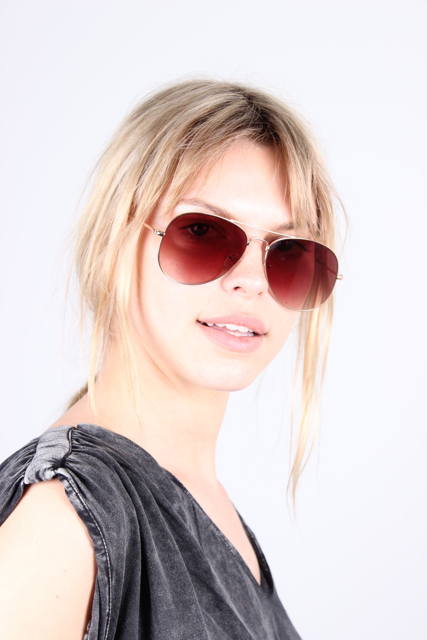 Selected Femme Anna Aviator Sunglasses in Gold Colour