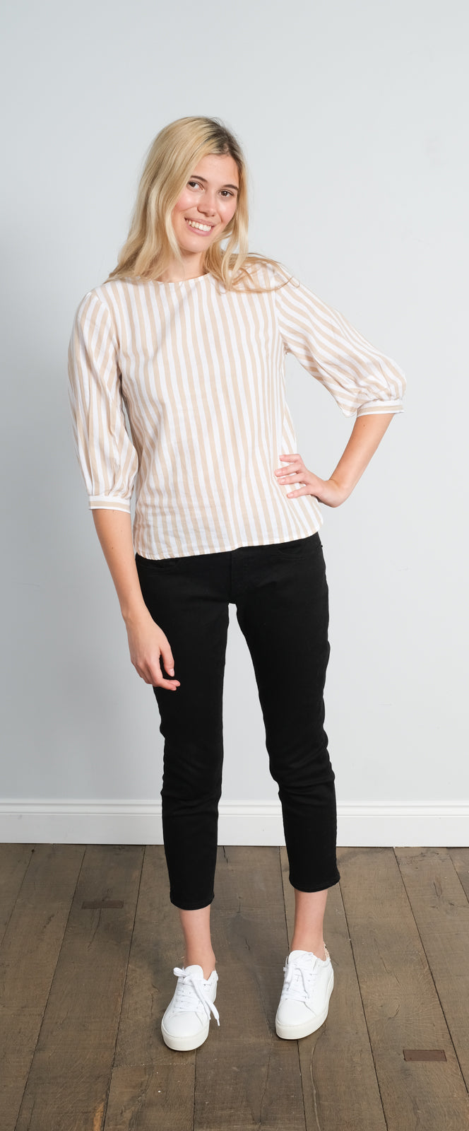 SLF Lilo stripe top in curds + whey