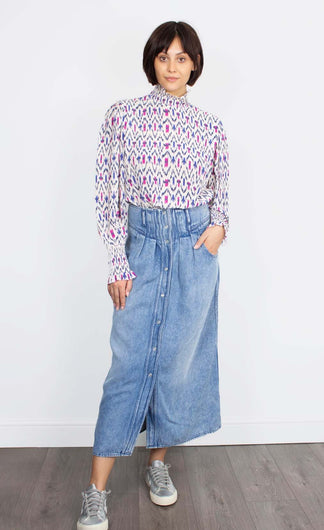 IM Yoshi Ikat Print Top in Ecru