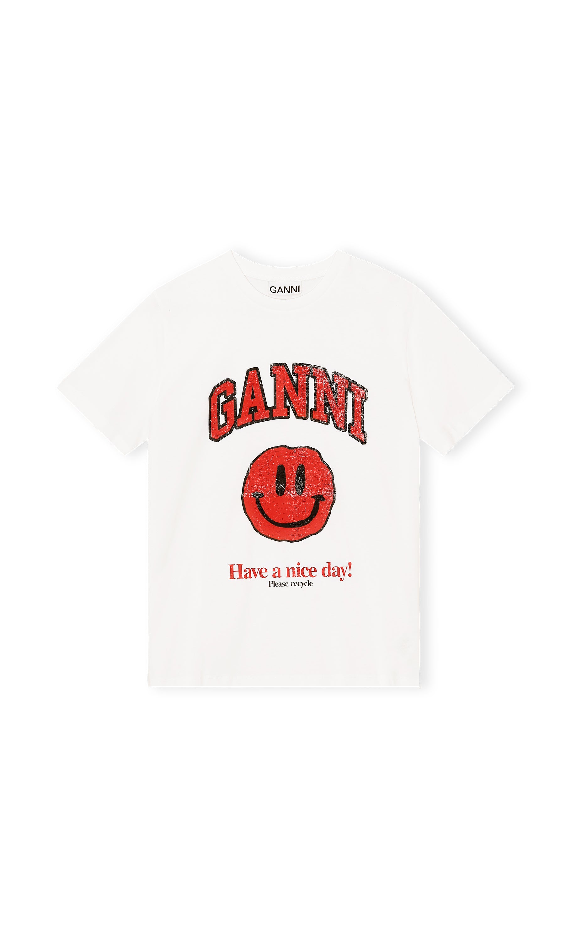 GANNI T2833 Basic Cotton Logo Tee in White