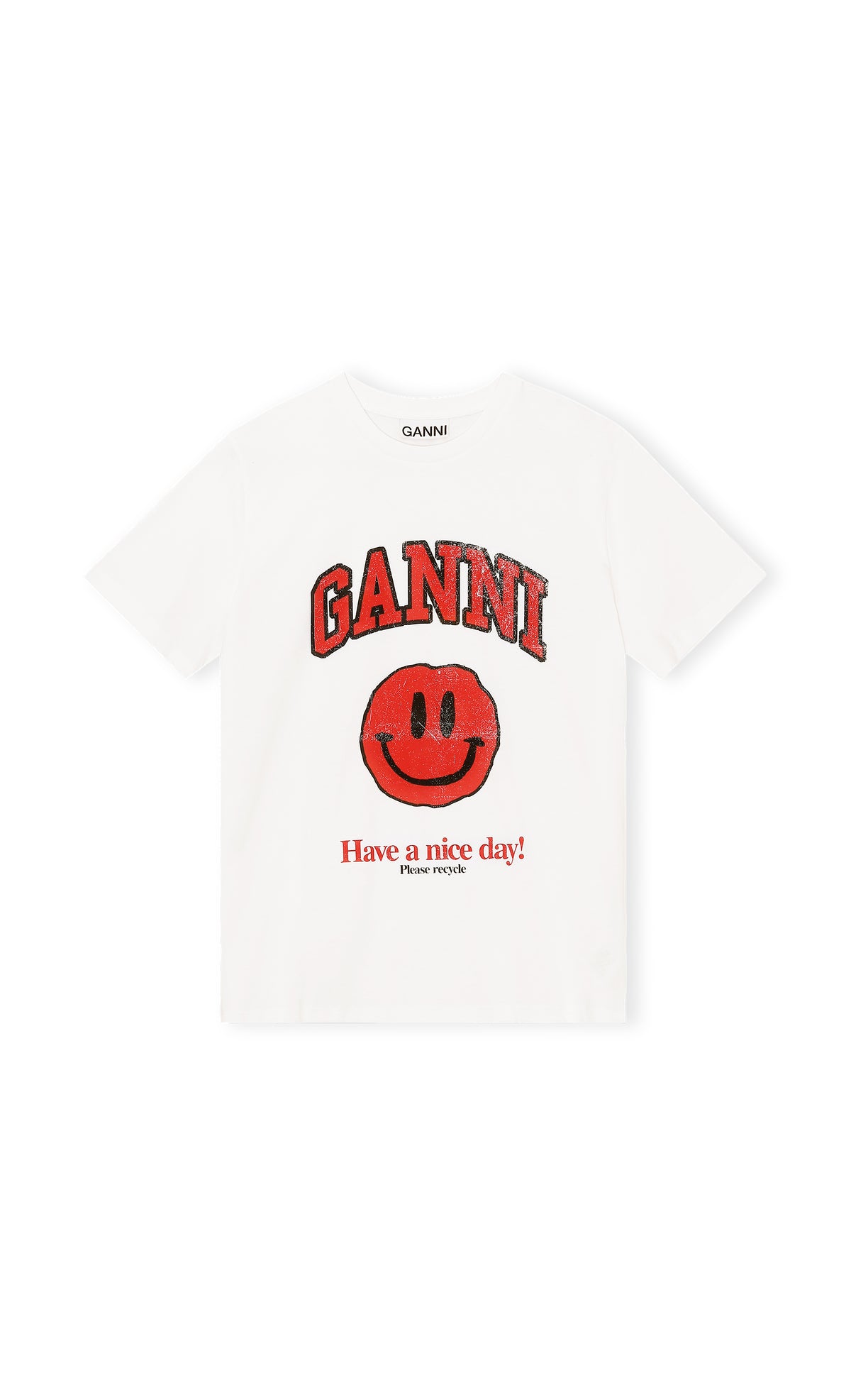 GANNI T2833 Basic Cotton Logo Tee in White