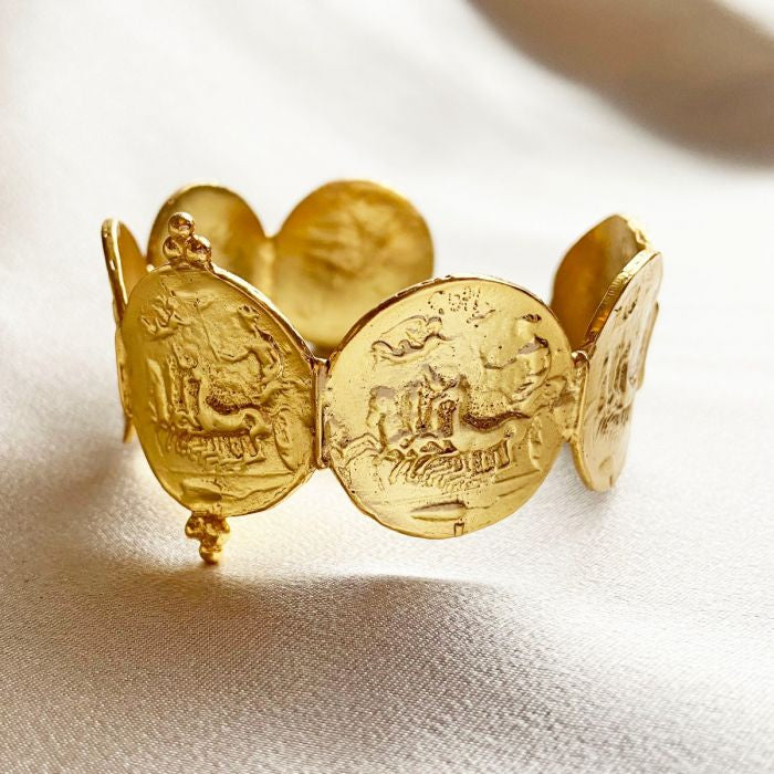 Ashiana JBI00972 Antique Coin Cuff in Gold