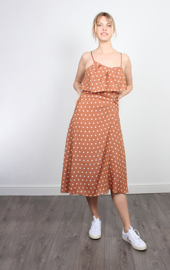 Essentiel Antwerp Baha asymmetric cinnamon dress